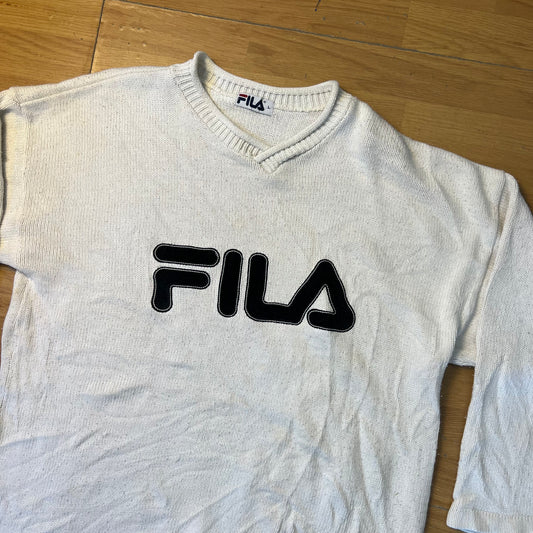 Pull blanc col V - Fila - Taille L