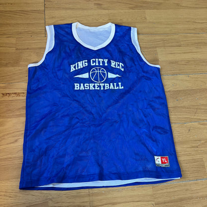 T-shirt basketball réversible bleu et blanc - King City Recreation - Taille Youth L