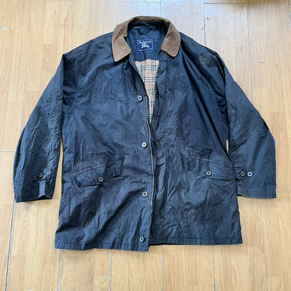 Trench coat Burberry’s noir et marron vintage – Taille XL