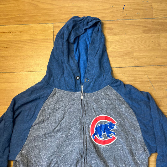 Sweat zippé à capuche gris et bleu - Taille M