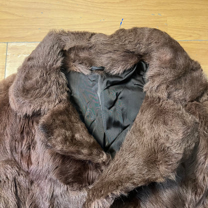 Manteau mi-long fausse fourrure marron - by ZAINAB