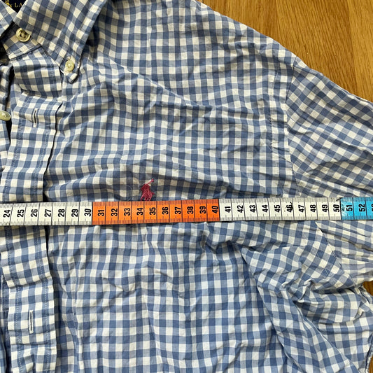 Chemise Ralph Lauren blanche à carreaux bleus – Taille XL