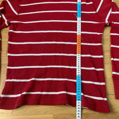 Pull rouge à rayures blanches American Eagle – Taille M