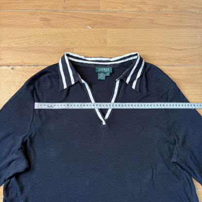 Polo manches longues noir a decolleté - Ralph Lauren - Taille XXL