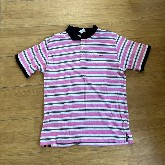 Polo RVCA multicolore rose blanc noir – Taille L