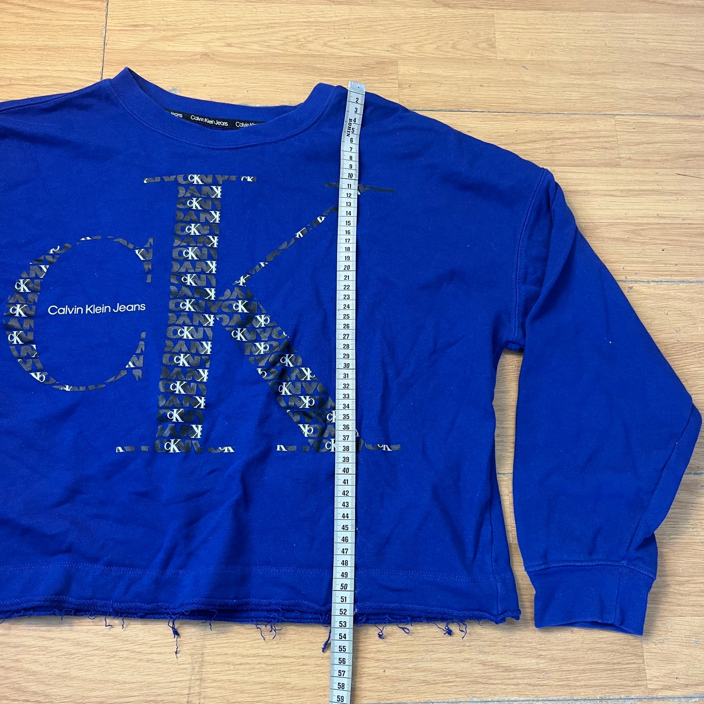 Sweat court sans capuche bleu foncé - Calvin Klein - Taille XL