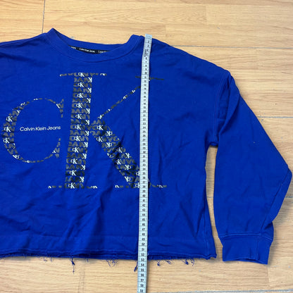 Sweat court sans capuche bleu foncé - Calvin Klein - Taille XL