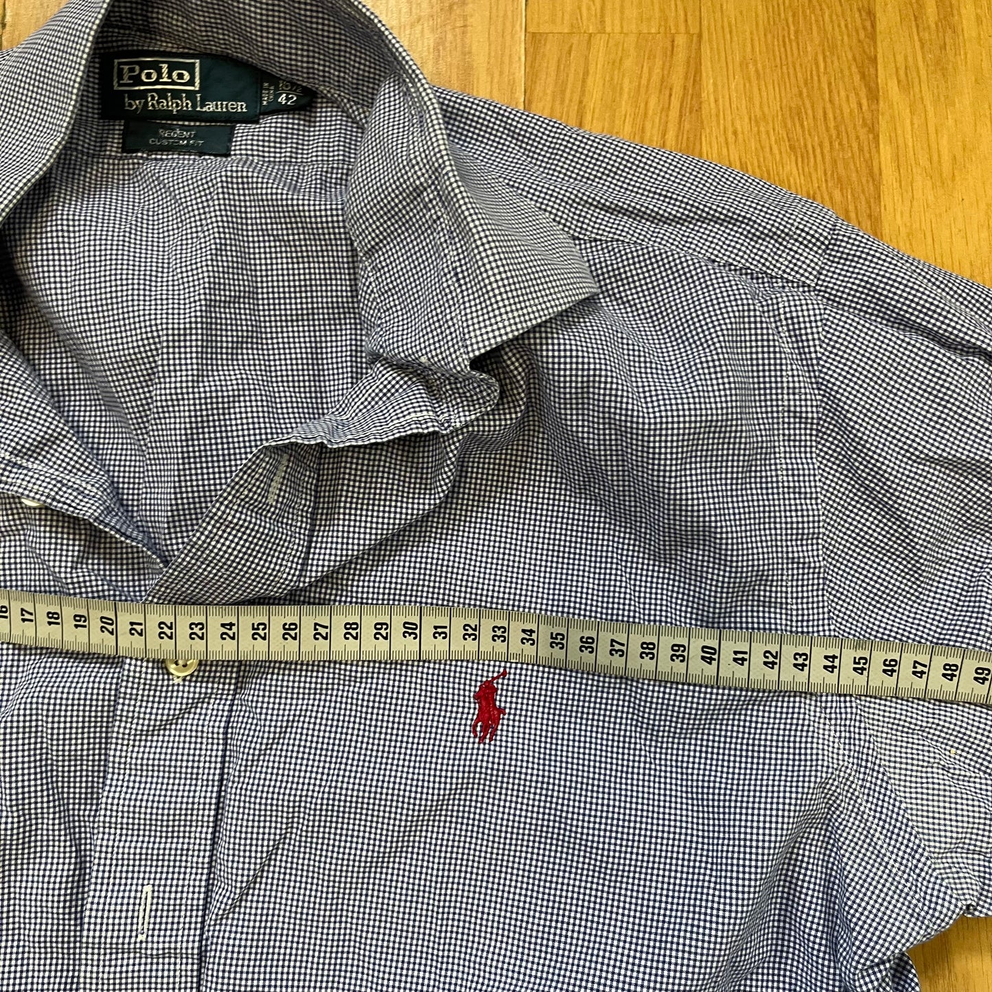 Chemise Ralph Lauren blanche à carreaux violets – Taille 42