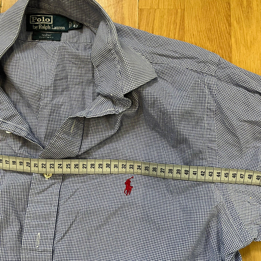 Chemise Ralph Lauren blanche à carreaux violets – Taille 42