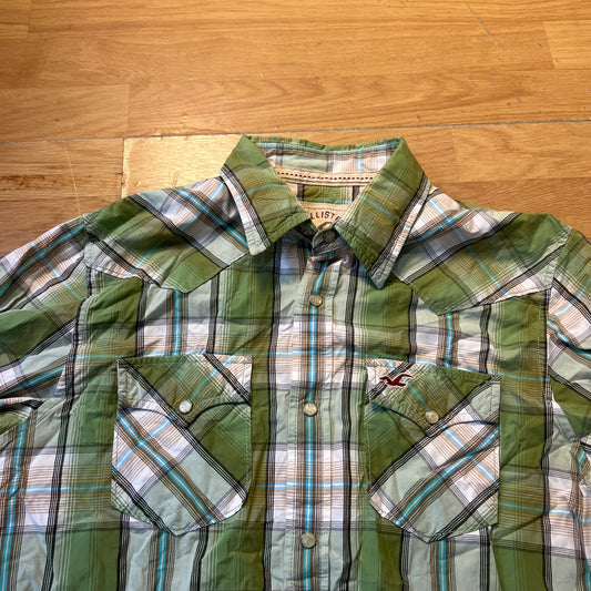 Chemise à carreaux verte - Hollister - Taille L