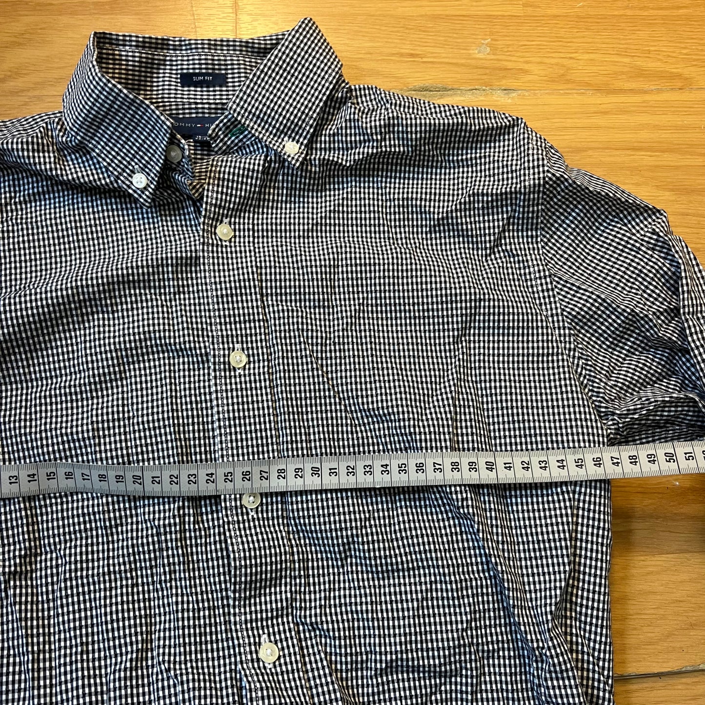 Chemise slim fit à carreaux noir et blanc - Tommy Hilfiger - Taille 34-35