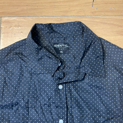 Chemise manches courtes noire à pois blancs - Identic - Taille XL
