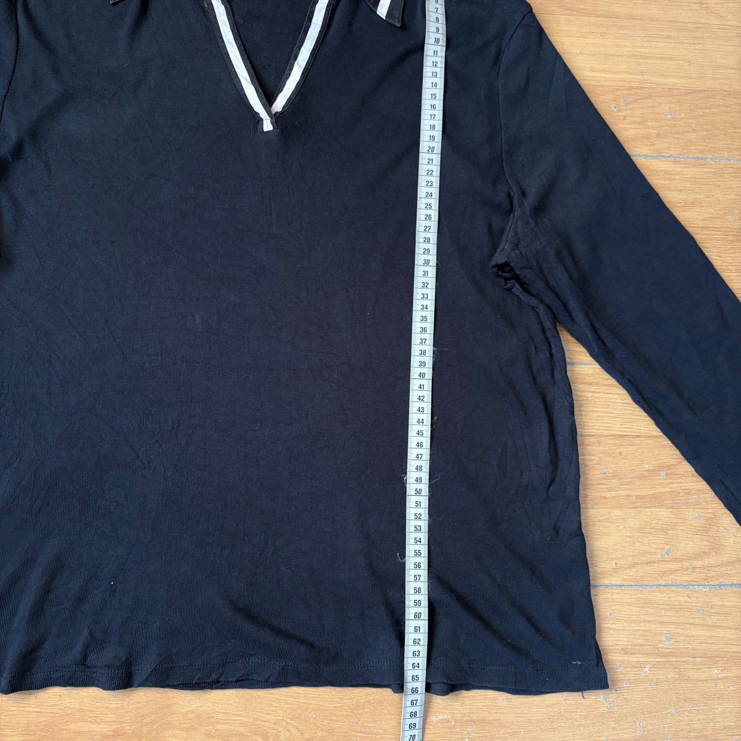 Polo manches longues noir a decolleté - Ralph Lauren - Taille XXL