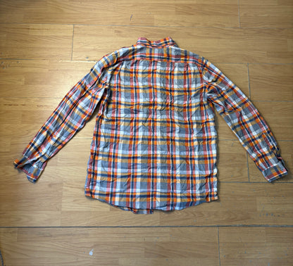 Chemise à carreaux oranges et gris - L.L. Bean - Taille L