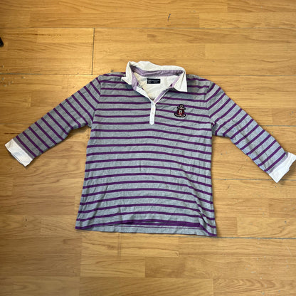 Polo manches longues rayé gris et violet - Taille M