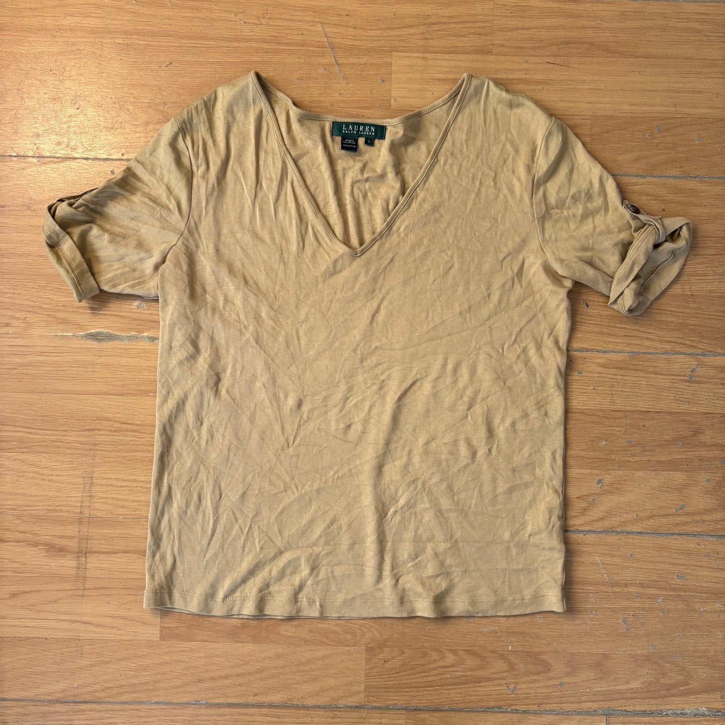 Top decolleté jaune - Lauren by Ralph Lauren - Taille L