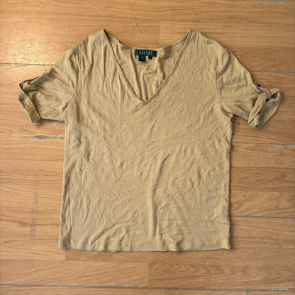 Top decolleté jaune - Lauren by Ralph Lauren - Taille L