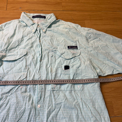 Chemise manches courtes à carreaux bleu et blanc - Columbia - Taille L