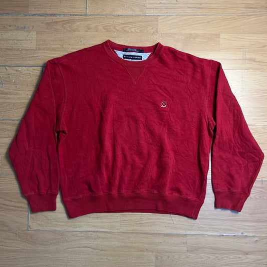 Sweat rouge Tommy Hilfiger sans capuche – Taille M