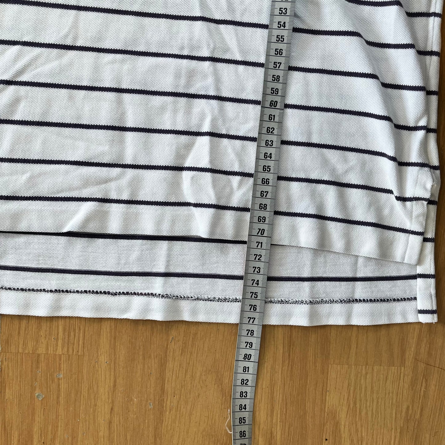 Polo Ralph Lauren blanc à rayures bleues – Taille L