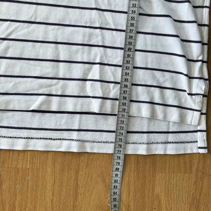 Polo Ralph Lauren blanc à rayures bleues – Taille L