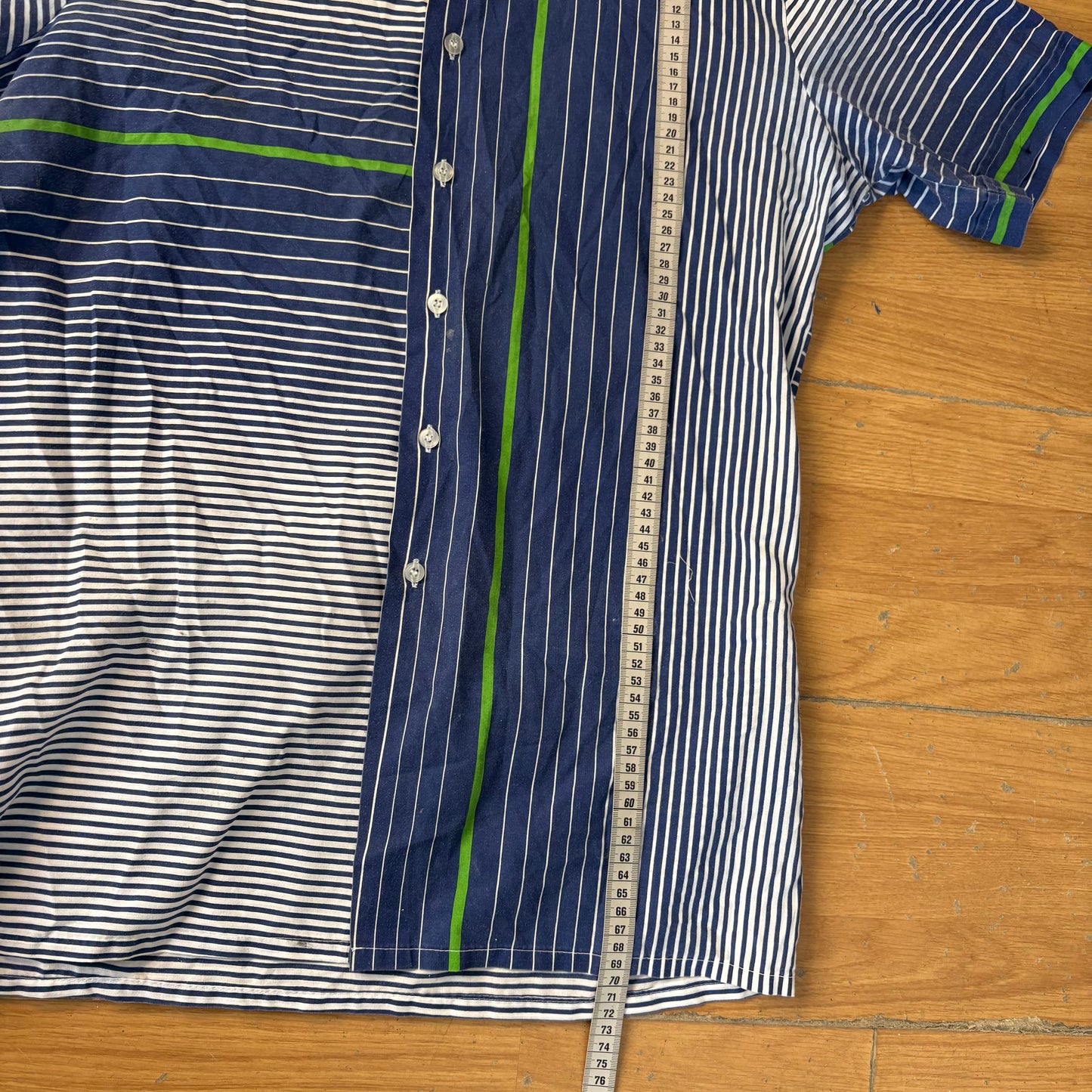 Chemise à manches courtes bleu et vert - Bügelfrei - Taille M