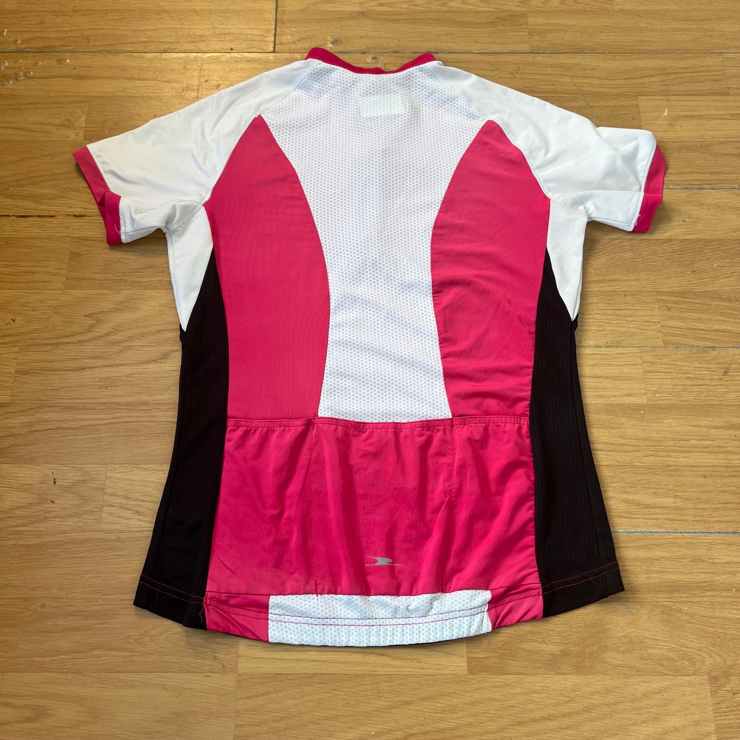 T-shirt de vélo rose, blanc et noir avec demi-zip - Taille 40