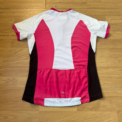 T-shirt de vélo rose, blanc et noir avec demi-zip - Taille 40