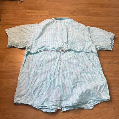 Chemise manches courtes à carreaux bleu et blanc - Columbia - Taille L