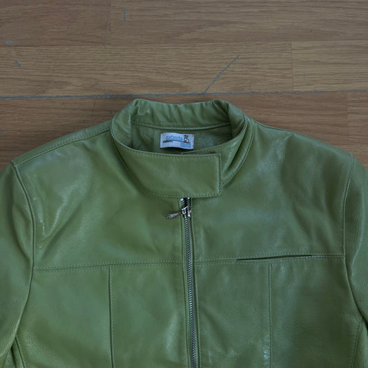 Veste en cuir vert olive zippée - Taille S by SARLOTTE