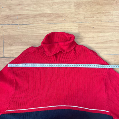 Pull col roulé rouge et bleu foncé Ralph Lauren – Taille XXL