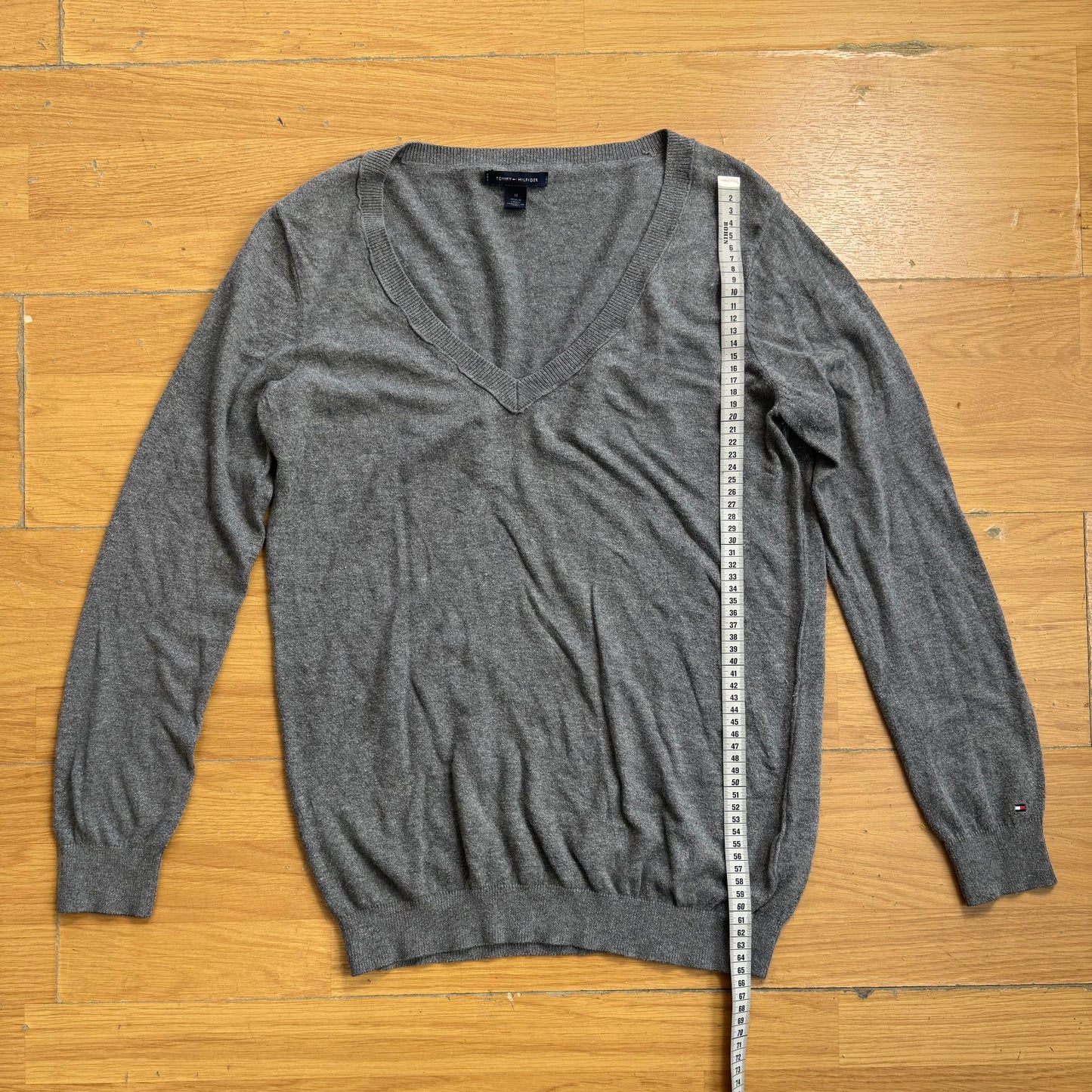 Pull col V gris - Tommy Hilfiger - Taille M