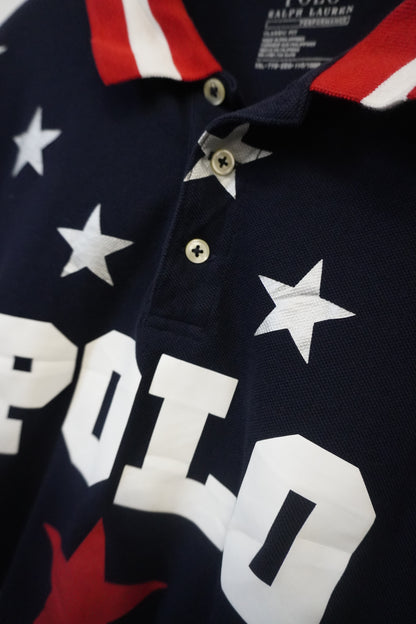 Polo Ralph Lauren -  Bleu Marine avec Col Rouge & Blanc - Taille XXL