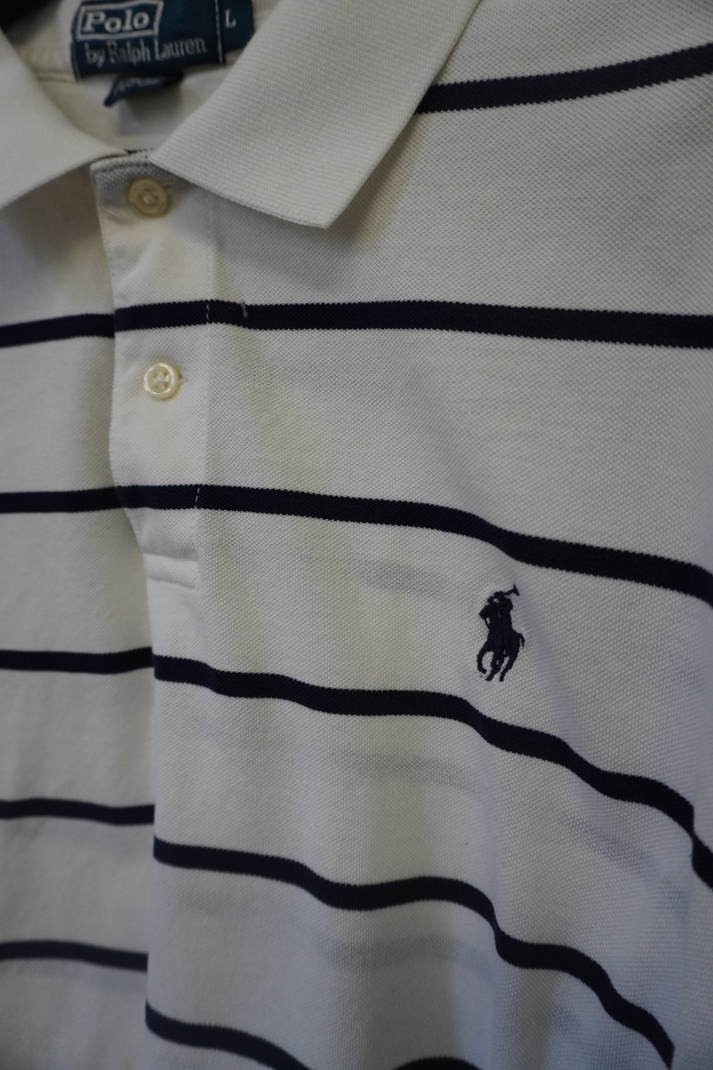 Polo Ralph Lauren - Rayé Blanc & Bleu Foncé – Taille L