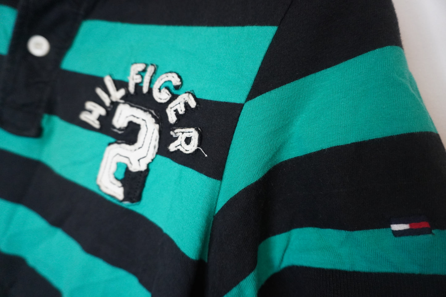Polo Tommy Hilfiger -  Rayé Noir et Vert - Taille S