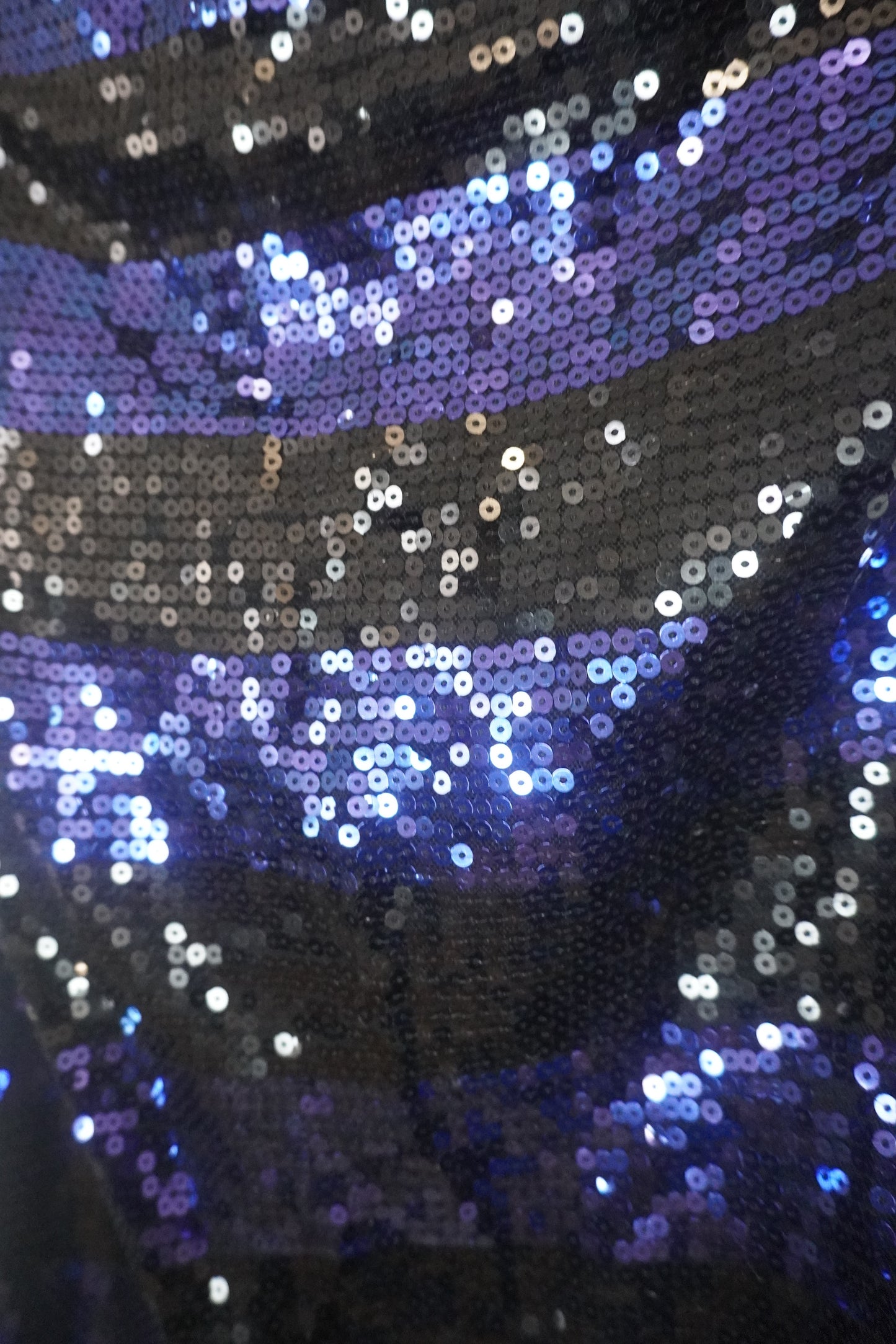 Robe de Fête -  Rayures Bleu et Noir avec Sequins - Taille M