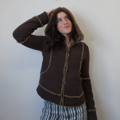 Veste Polaire Marron À Capuche - by SASSCARELLA - Taille : M