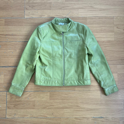 Veste en cuir vert olive zippée - Taille S by SARLOTTE