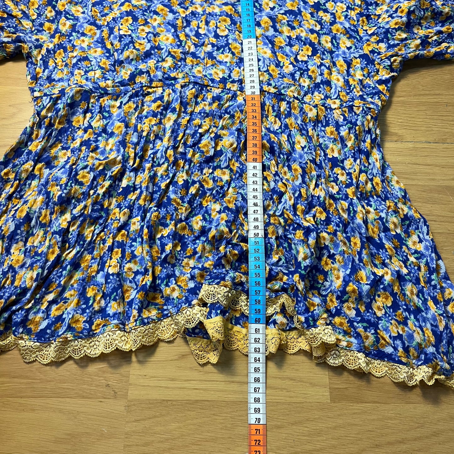 Top fleuri jaune et bleu - Femme - Taille M/L
