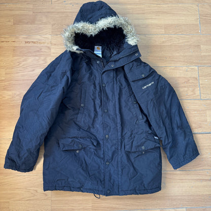 Parka Carhartt noire à capuche fourrée- Taille L