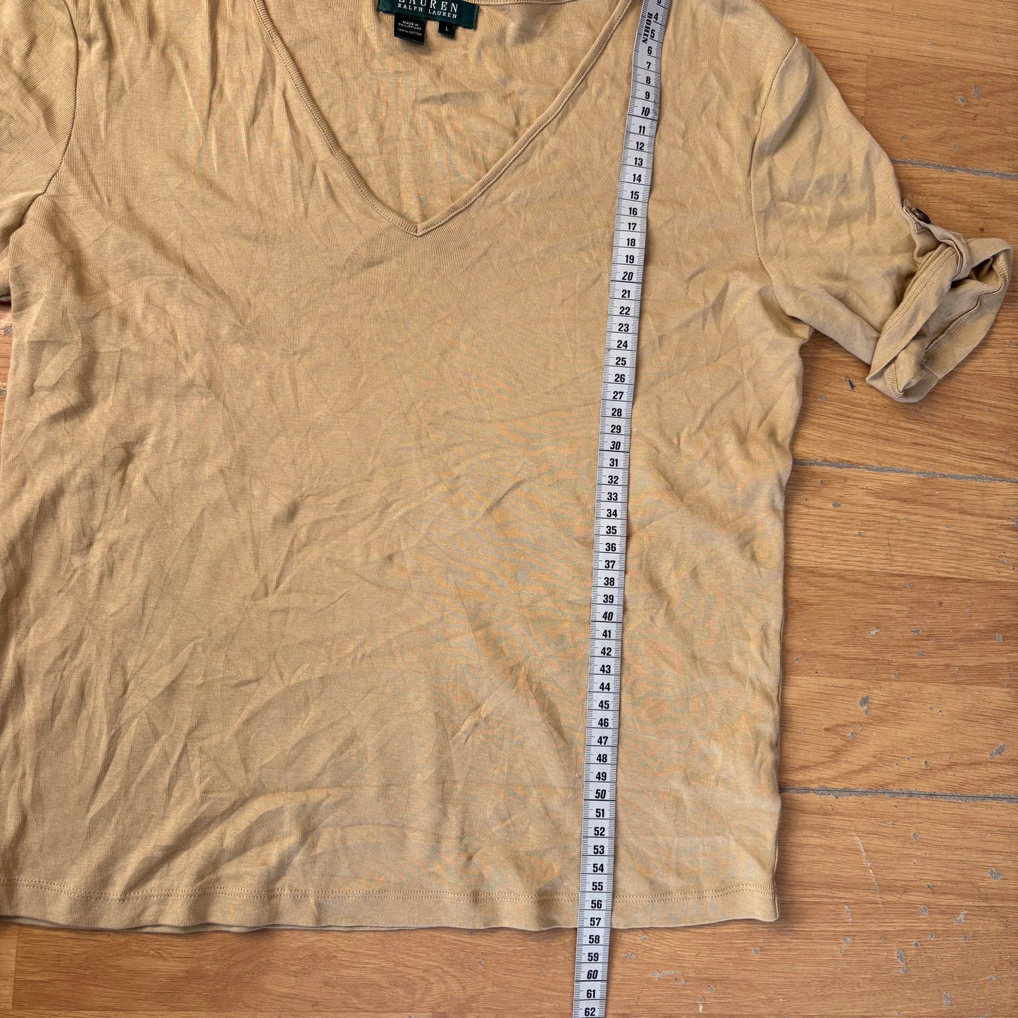 Top decolleté jaune - Lauren by Ralph Lauren - Taille L