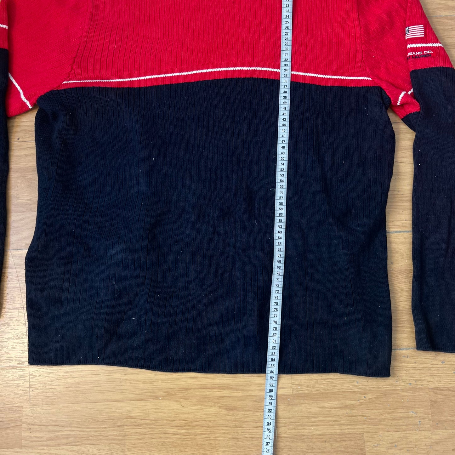 Pull col roulé rouge et bleu foncé Ralph Lauren – Taille XXL