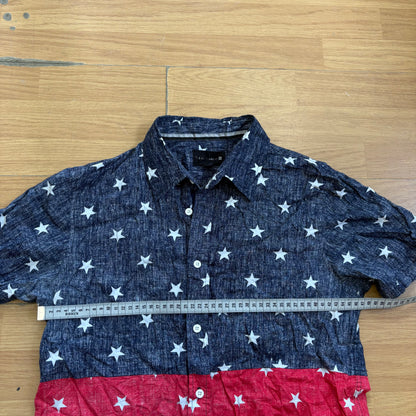 Chemise manches courtes bleu et rouge étoilée - Taille S