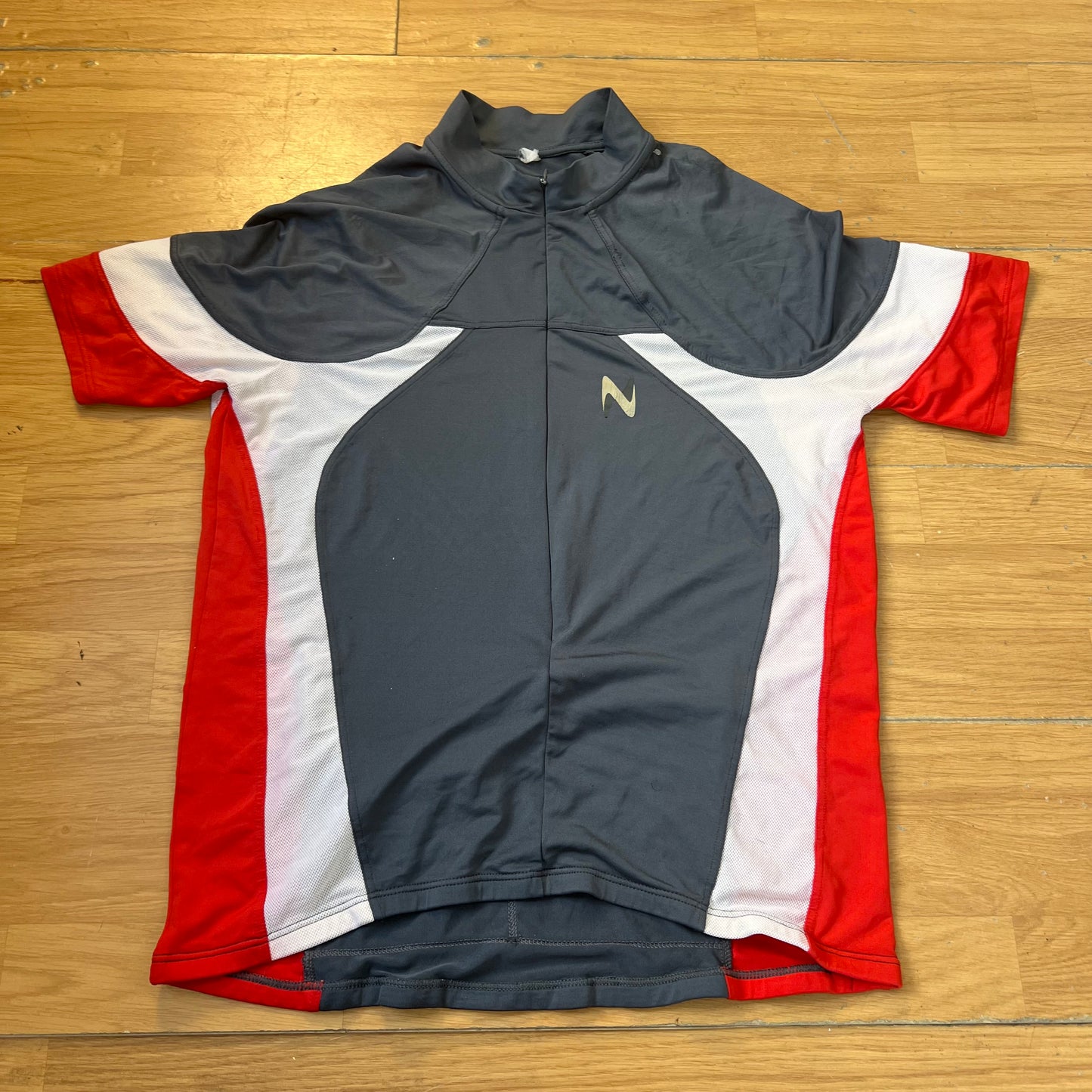 T-shirt de vélo gris, blanc et rouge - Taille L
