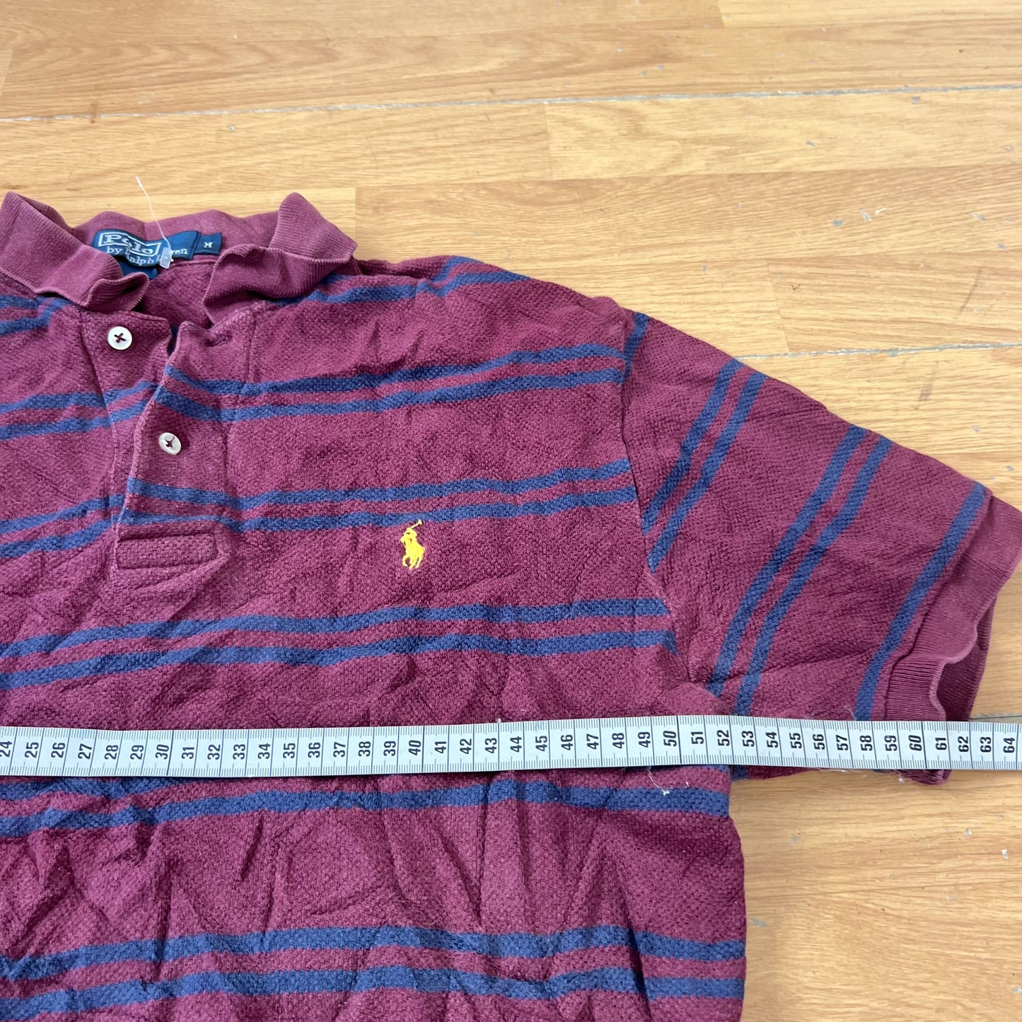 Polo rayé bordeaux et bleu - Ralph Lauren - Taille M