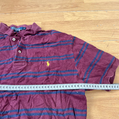 Polo rayé bordeaux et bleu - Ralph Lauren - Taille M