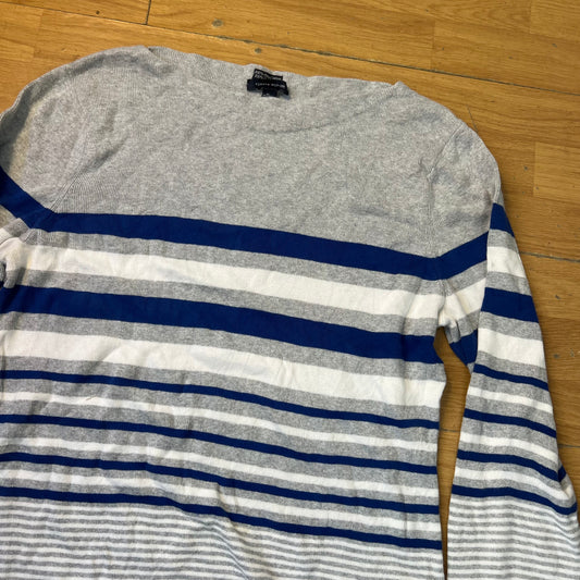 Pull rayé gris et bleu - Tommy Hilfiger - Taille XL