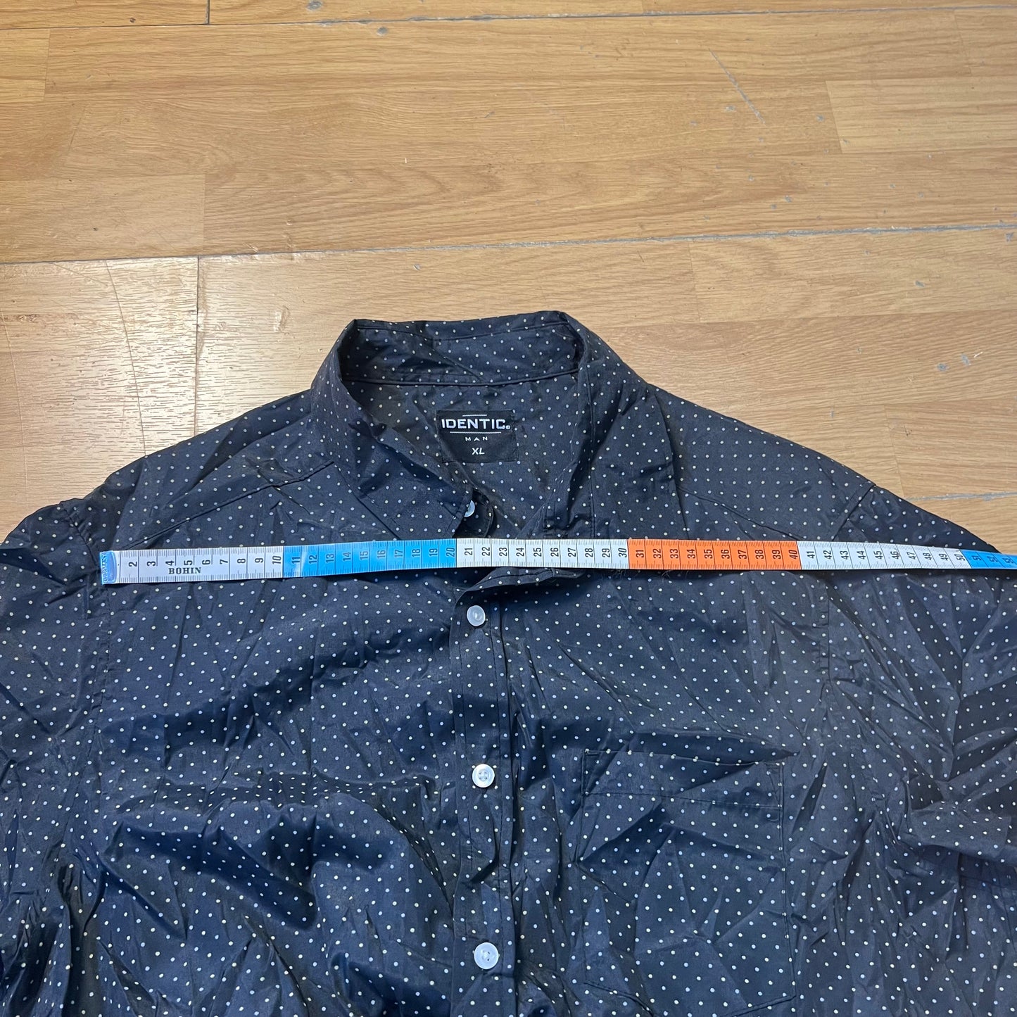Chemise manches courtes noire à pois blancs - Identic - Taille XL