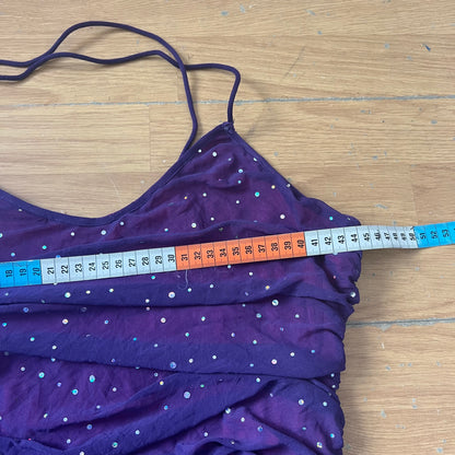Robe de soirée violette et rose à paillettes avec bretelles croisées - Taille M/L by SARLOTTE