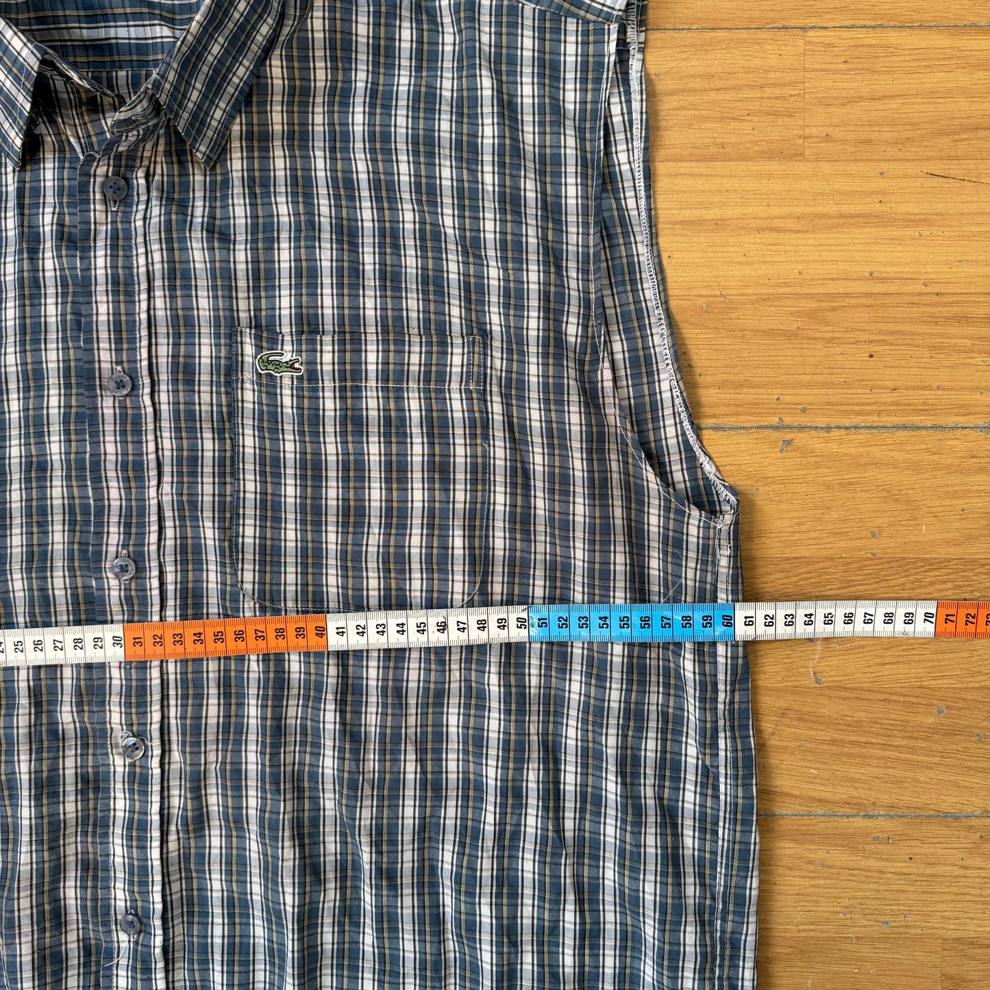 Chemise sans manches Lacoste à carreaux bleu gris – Taille XL